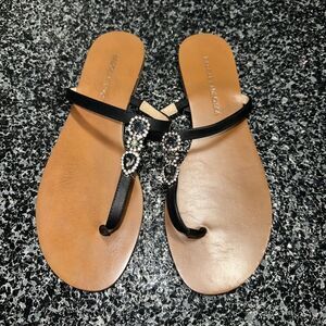 Bagley Mischka Rhinestone Black JewelJeweled Sandals Size 7